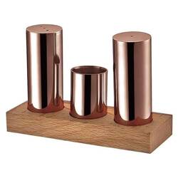 Groovy - Groovy 3'lü Yuvarlak Tuzluk Takımı, Ahşap Standlı, Bakır Groovy - Groovy 3'lü Yuvarlak Tuzluk Takımı, Ahşap Standlı, Bakır