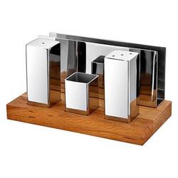 Groovy - Groovy 4 Lü Ahşap Standlı Kare Tuzluk Peçetelik Takımı Mat Groovy - Groovy 4 Lü Ahşap Standlı Kare Tuzluk Peçetelik Takımı Mat