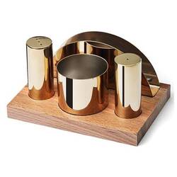 Groovy - Groovy 4 Lü Ahşap Standlı Yuvarlak Tuzluk Peçetelik Şekerlik Takımı Altın Renk Groovy - Groovy 4 Lü Ahşap Standlı Yuvarlak Tuzluk Peçetelik Şekerlik Takımı Altın Renk