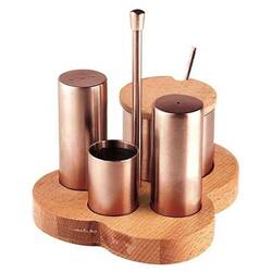 Groovy - Groovy 4'lü Tuzluk Baharatlık Takımı, Ahşap Standlı, Bakır Groovy - Groovy 4'lü Tuzluk Baharatlık Takımı, Ahşap Standlı, Bakır