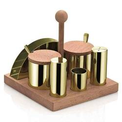 Groovy - Groovy 6'lı Yuvarlak Tuzluk Baharatlık Takımı, Altın Groovy - Groovy 6'lı Yuvarlak Tuzluk Baharatlık Takımı, Altın