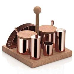 Groovy - Groovy 6'lı Yuvarlak Tuzluk Baharatlık Takımı, Bakır