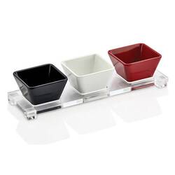 Groovy - Groovy Açık Büfe Standlı Sosluk Takımı, Kare Şeffaf 25x8 Cm Groovy - Groovy Açık Büfe Standlı Sosluk Takımı, Kare Şeffaf 25x8 Cm