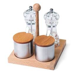 Groovy - Groovy Ahşap Standlı 4 Lü Akrilik Tuzluk Baharatlık Takımı Groovy - Groovy Ahşap Standlı 4 Lü Akrilik Tuzluk Baharatlık Takımı