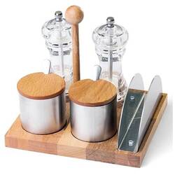 Groovy - Groovy Ahşap Standlı 5 Li Akrilik Tuzluk Baharatlık Takımı Groovy - Groovy Ahşap Standlı 5 Li Akrilik Tuzluk Baharatlık Takımı