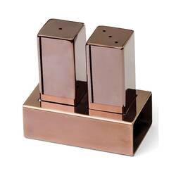 Groovy - Groovy Çelik Tuzluk Takımı 2 Li Kare Bakır Renk