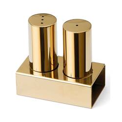 Groovy - Groovy Çelik Tuzluk Takımı 2 Li Yuvarlak Kalın Altın Renk