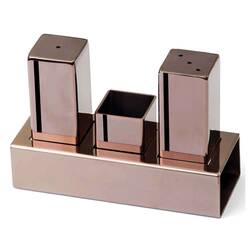 Groovy - Groovy Çelik Tuzluk Takımı 3 Lü Kare Bakır Renk Groovy - Groovy Çelik Tuzluk Takımı 3 Lü Kare Bakır Renk