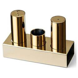 Groovy - Groovy Çelik Tuzluk Takımı 3 Lü Yuvarlak İnce Altın Renk