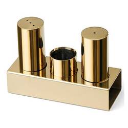 Groovy - Groovy Çelik Tuzluk Takımı 3 Lü Yuvarlak Kalın Altın Renk