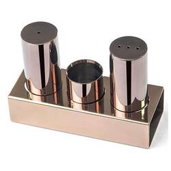 Groovy - Groovy Çelik Tuzluk Takımı 3 Lü Yuvarlak Kalın Bakır Renk Groovy - Groovy Çelik Tuzluk Takımı 3 Lü Yuvarlak Kalın Bakır Renk