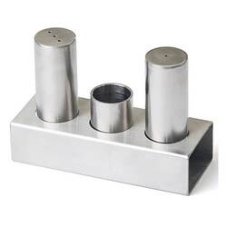 Groovy - Groovy Çelik Tuzluk Takımı 3 Lü Yuvarlak Kalın Mat