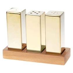 Groovy - Groovy Everest Kare Büyük Tuzluk Seti, 3'lü, Altın