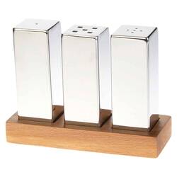 Groovy - Groovy Everest Kare Büyük Tuzluk Seti, 3'lü, Krom Parlak