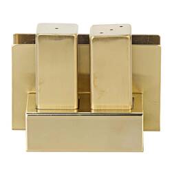 Groovy - Groovy Peçetelikli Çelik Tuzluk Takımı, Kare, Altın Groovy - Groovy Peçetelikli Çelik Tuzluk Takımı, Kare, Altın