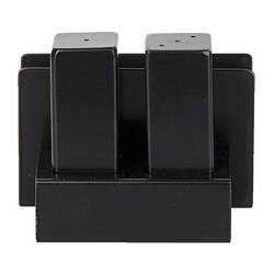 Groovy - Groovy Peçetelikli Çelik Tuzluk Takımı, Siyah, Kare