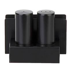 Groovy - Groovy Peçetelikli Çelik Tuzluk Takımı, Siyah, Yuvarlak Groovy - Groovy Peçetelikli Çelik Tuzluk Takımı, Siyah, Yuvarlak