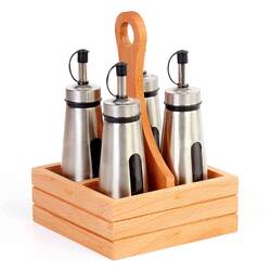 Groovy - Groovy Piramit Yağlık Sirkelik 4'lü Set, Ahşap Stand, 150 Cc