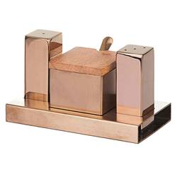 Groovy - Groovy Tuzluk Baharatlık Takımı, 3'lü, Kare, Bakır Groovy - Groovy Tuzluk Baharatlık Takımı, 3'lü, Kare, Bakır