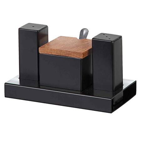 Groovy Tuzluk Baharatlık Takımı, 3'lü, Kare, Siyah Groovy Tuzluk Baharatlık Takımı, 3'lü, Kare, Siyah