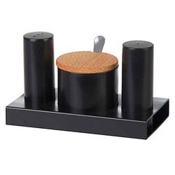 Groovy - Groovy Tuzluk Baharatlık Takımı, 3'lü, Yuvarlak, Siyah Groovy - Groovy Tuzluk Baharatlık Takımı, 3'lü, Yuvarlak, Siyah