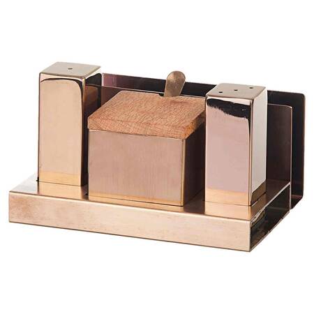 Groovy Tuzluk Baharatlık Takımı, 4'lü, Kare, Bakır Groovy Tuzluk Baharatlık Takımı, 4'lü, Kare, Bakır