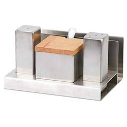 Groovy - Groovy Tuzluk Baharatlık Takımı, 4'lü, Kare, Çelik Groovy - Groovy Tuzluk Baharatlık Takımı, 4'lü, Kare, Çelik