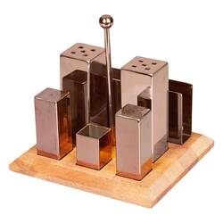 Groovy - Groovy Tuzluk Baharatlık Takımı, 6'lı, Kare, Bakır Groovy - Groovy Tuzluk Baharatlık Takımı, 6'lı, Kare, Bakır