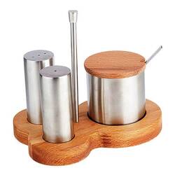 Groovy - Groovy Tuzluk Baharatlık Takımı, Mat 3 Lü Standlı 16x11 Cm Groovy - Groovy Tuzluk Baharatlık Takımı, Mat 3 Lü Standlı 16x11 Cm