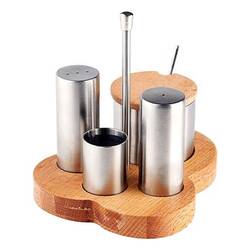 Groovy - Groovy Tuzluk Baharatlık Takımı, Mat 4 Lü Standlı 15x12,5 Cm Groovy - Groovy Tuzluk Baharatlık Takımı, Mat 4 Lü Standlı 15x12,5 Cm