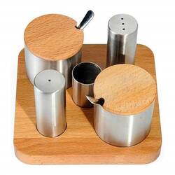 Groovy - Groovy Tuzluk Baharatlık Takımı, Yuvarlak 5 Li Standlı Mat Groovy - Groovy Tuzluk Baharatlık Takımı, Yuvarlak 5 Li Standlı Mat