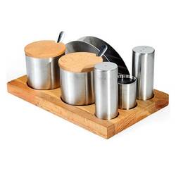 Groovy - Groovy Tuzluk Baharatlık Takımı, Yuvarlak 6 Lı Standlı Mat Groovy - Groovy Tuzluk Baharatlık Takımı, Yuvarlak 6 Lı Standlı Mat