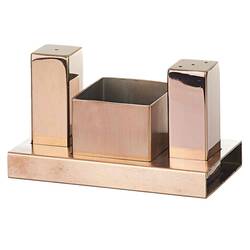 Groovy - Groovy Tuzluk Şekerlik Takımı, 3'lü, Kare, Bakır Groovy - Groovy Tuzluk Şekerlik Takımı, 3'lü, Kare, Bakır