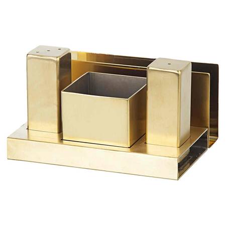 Groovy Tuzluk Şekerlik Takımı, 4'lü, Kare, Altın Groovy Tuzluk Şekerlik Takımı, 4'lü, Kare, Altın