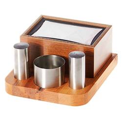 Groovy - Groovy Tuzluk Takımı, Ahşap Dispenser Peçetelikli, 4'lü Groovy - Groovy Tuzluk Takımı, Ahşap Dispenser Peçetelikli, 4'lü