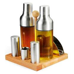 Groovy - Groovy Tuzluk Yağlık Set, 6 Lı Ahşap Standlı