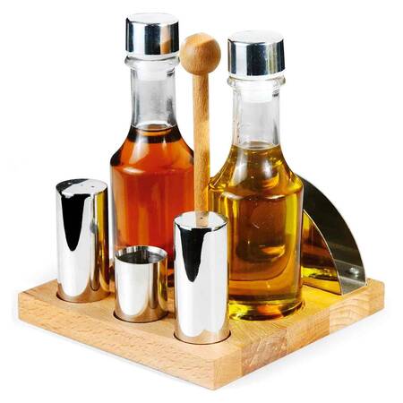 Groovy Tuzluk Yağlık Takımı, 6 Lı Ahşap Standlı Groovy Tuzluk Yağlık Takımı, 6 Lı Ahşap Standlı