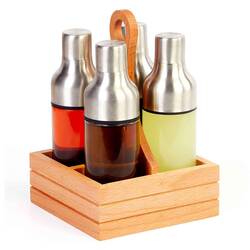 Groovy - Groovy Yağlık Sirkelik 4'lü Set, Ahşap Standlı, 300 Cc Groovy - Groovy Yağlık Sirkelik 4'lü Set, Ahşap Standlı, 300 Cc