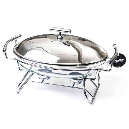 Groovy Yemek Servis, Mum Isıtmalı Oval Cam Tabaklı, 2.4 Litre
