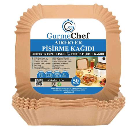 Gurme Chef Airfryer Pişirme Kağıdı, Kare, 100 lü Paket, 16x4.5 Cm Gurme Chef Airfryer Pişirme Kağıdı, Kare, 100 lü Paket, 16x4.5 Cm