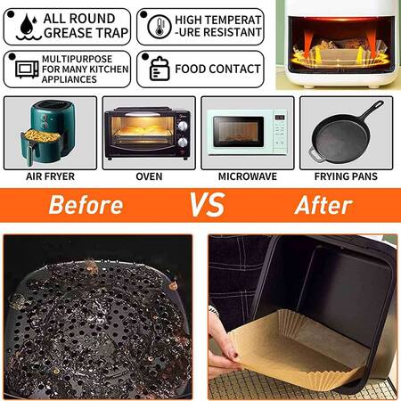 Gurme Chef Airfryer Pişirme Kağıdı, Kare, 100 lü Paket, 16x4.5 Cm Gurme Chef Airfryer Pişirme Kağıdı, Kare, 100 lü Paket, 16x4.5 Cm