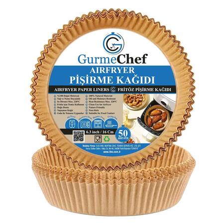 Gurme Chef Airfryer Pişirme Kağıdı, Yuvarlak, 50 li Paket, 16x4.5 Cm Gurme Chef Airfryer Pişirme Kağıdı, Yuvarlak, 50 li Paket, 16x4.5 Cm