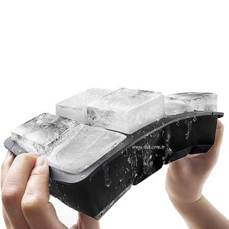 Gurme Chef Silikon Kapaklı Xxl Büyük Boy 8'Li Küp Buz Kalıbı Siyah