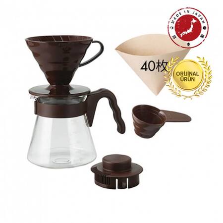 Hario V60 02 Kahve Demleme Seti Plastik Kahverengi