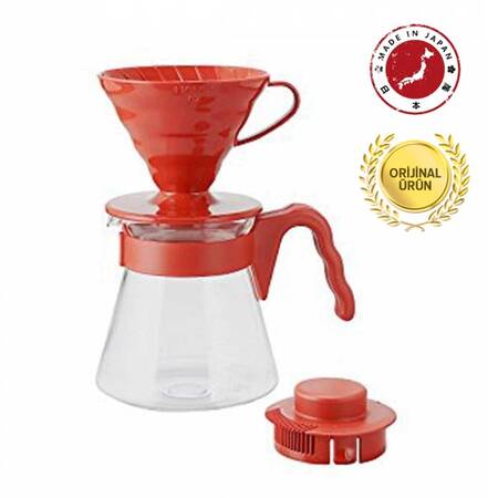 Hario V60 02 Kahve Demleme Seti Plastik Kırmızı
