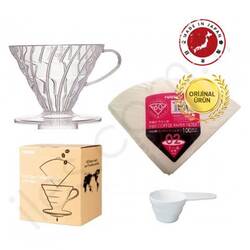 Hario - Hario V60 02 Şeffaf Plastik Dripper Seti Hario - Hario V60 02 Şeffaf Plastik Dripper Seti