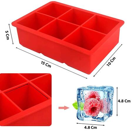 İles Gurme Çok Amaçlı Silikon Büyük Boy Buz Kalıbı, 6'Lı Küp