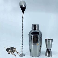 Kokteyl Shaker Seti, 350 ml, Paslanmaz Çelik, 5 Parça - Thumbnail