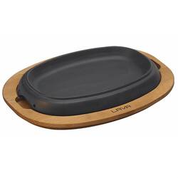 Lava Ahşap Altlıklı Oval Döküm Demir Hot Plate, 12×19 Cm - Thumbnail