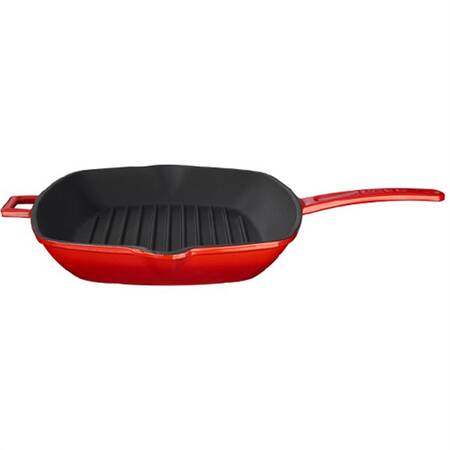 Lava Izgara Tava Döküm Demir Metal Saplı, Kırmızı 26x32 Cm